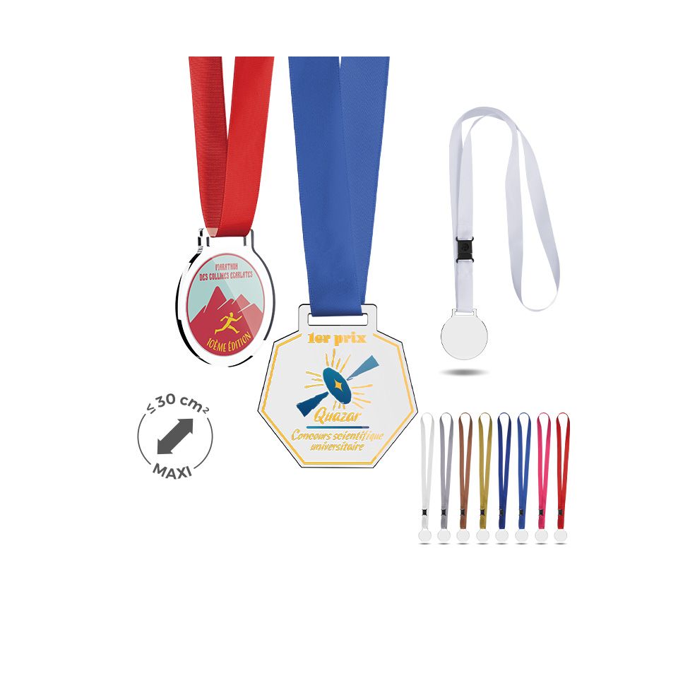 Médaille sur mesure personnalisée en plastique transparent fabriquée en France