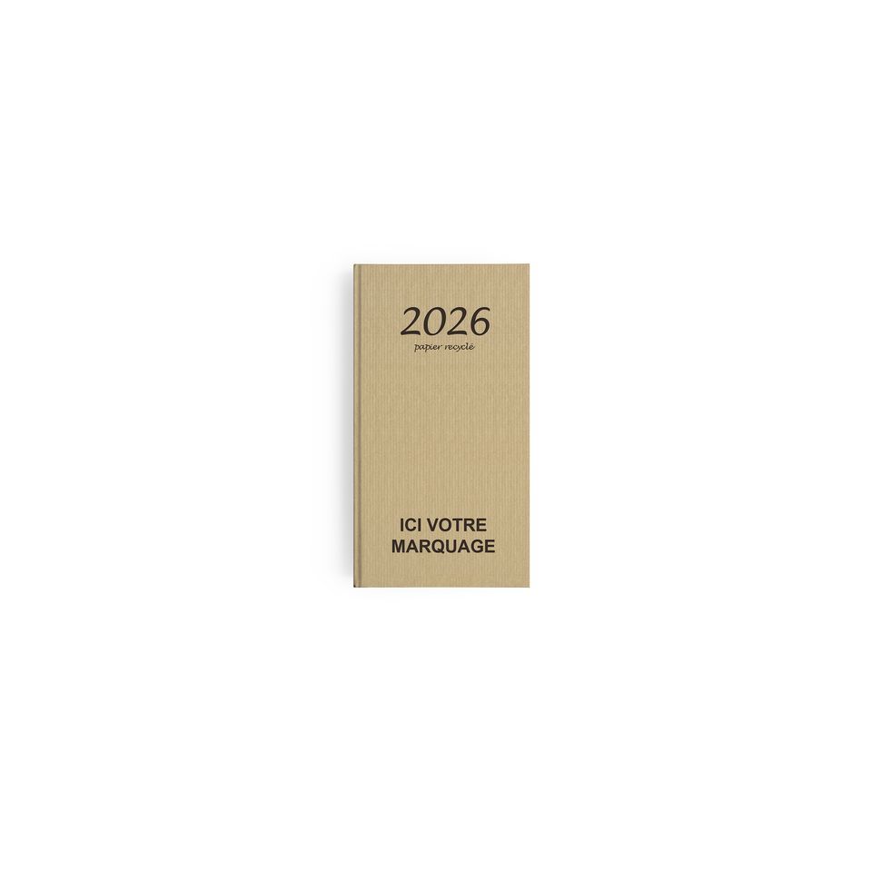 Agendas personnalisables fabriqués en France Semainier Kraft papier recyclé 90x165 mm