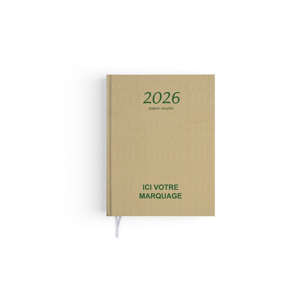 Agendas personnalisables fabriqués en France Semainier Kraft papier recyclé 165x240 mm