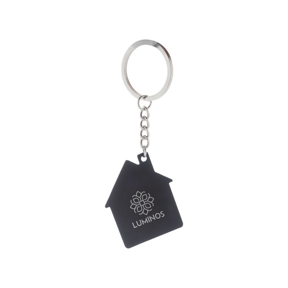 Porte-clés publicitaire acier inoxydable recyclé finition caoutchoutée Shine