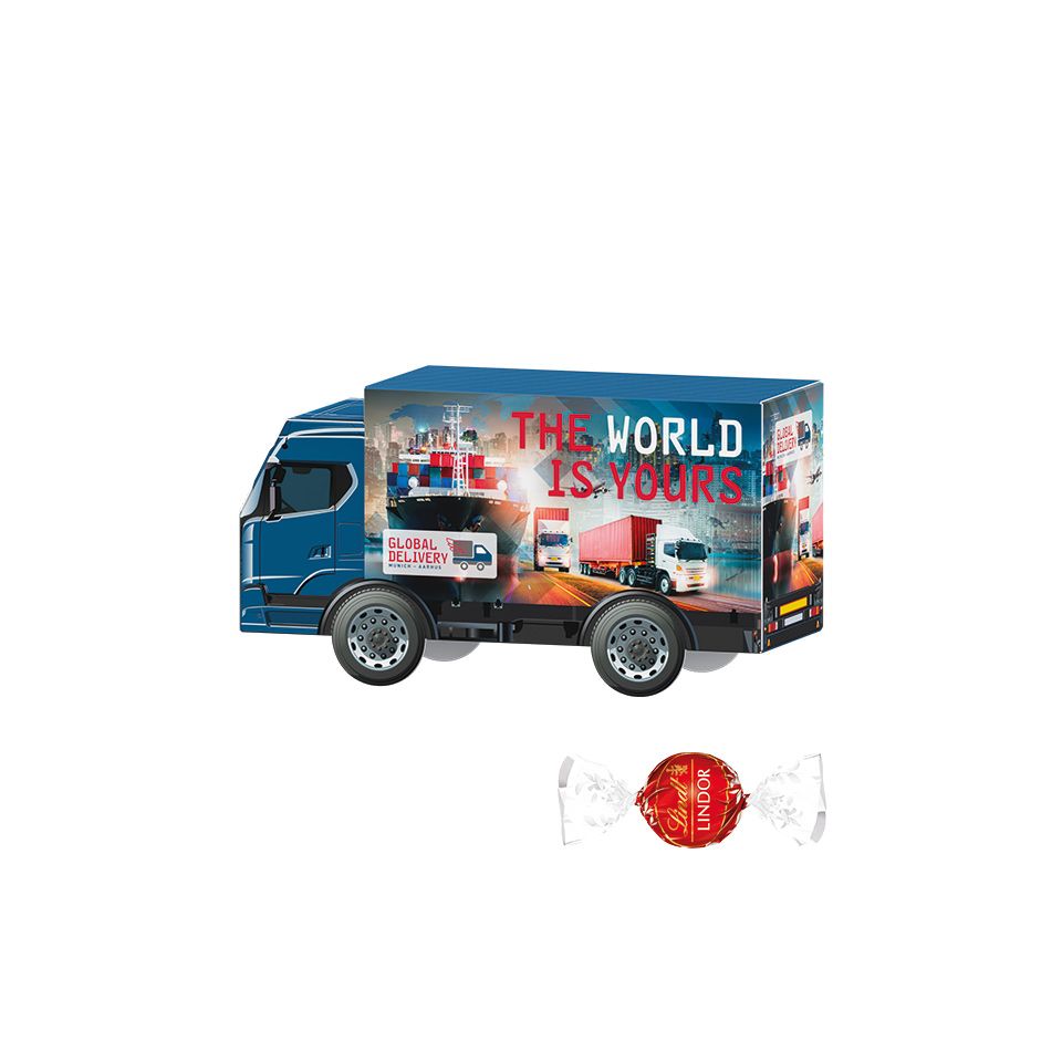 Présentation 3D publicitaire personnalisable avec chocolat Lindor