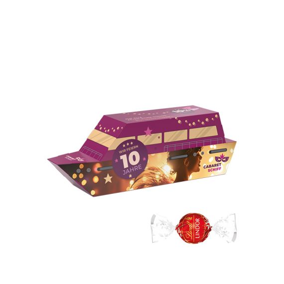 Présentation 3D publicitaire personnalisable avec chocolat Lindor Présentation 3D publicitaire personnalisable avec chocolat Lindor