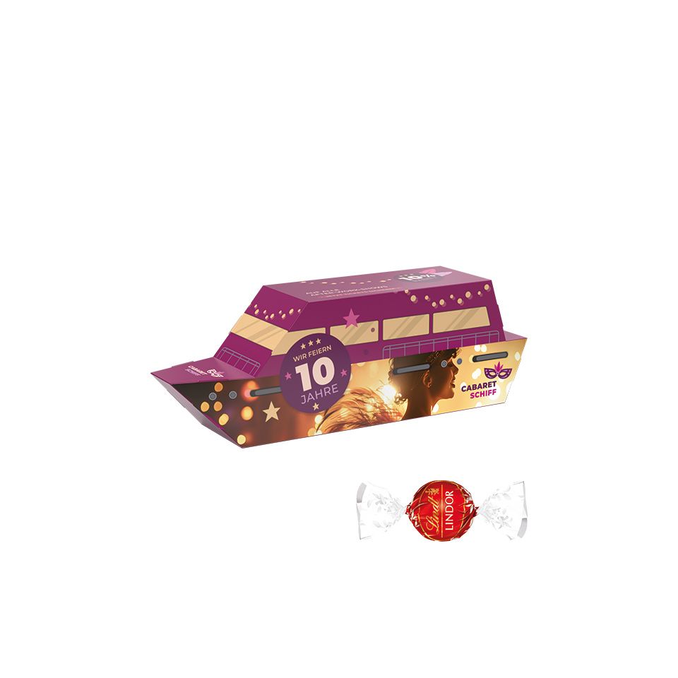 Présentation 3D publicitaire personnalisable avec chocolat Lindor