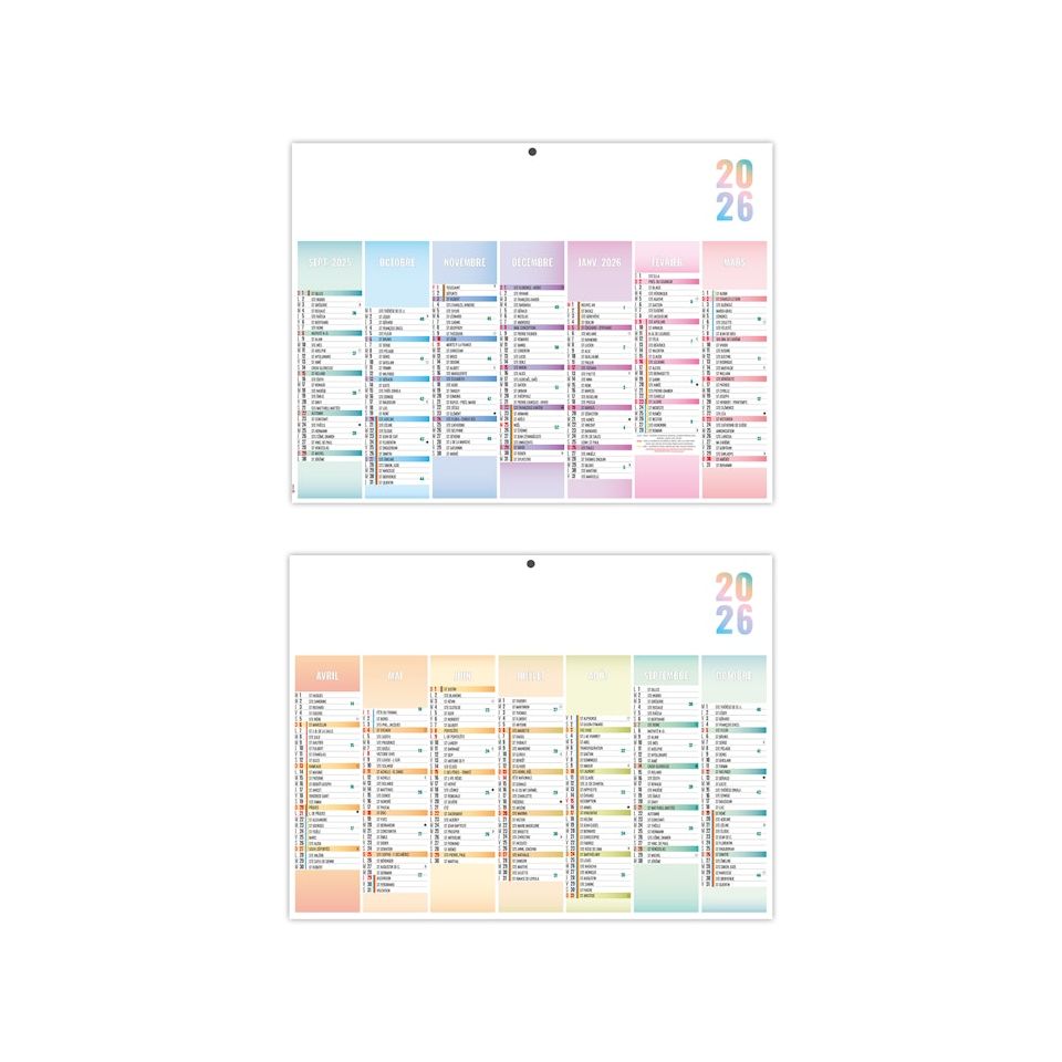Calendriers publicitaires fabriqués en France bancaires Pastel Souples