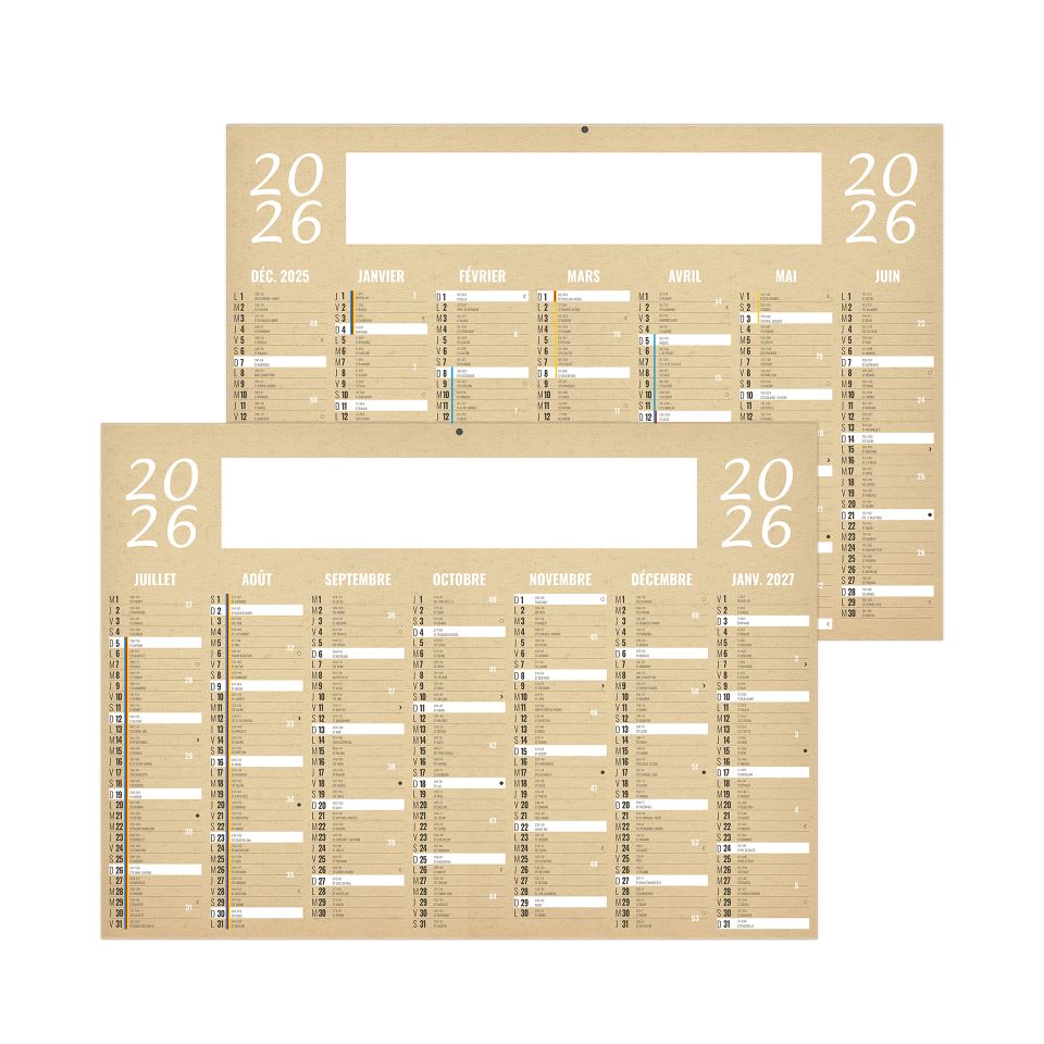 Calendrier publicitaire fabriqué en France Kraft Rigide