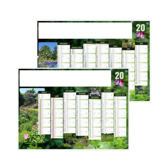 Calendrier personnalisable bancaire Jardins rigide Calendrier personnalisable bancaire Jardins rigide