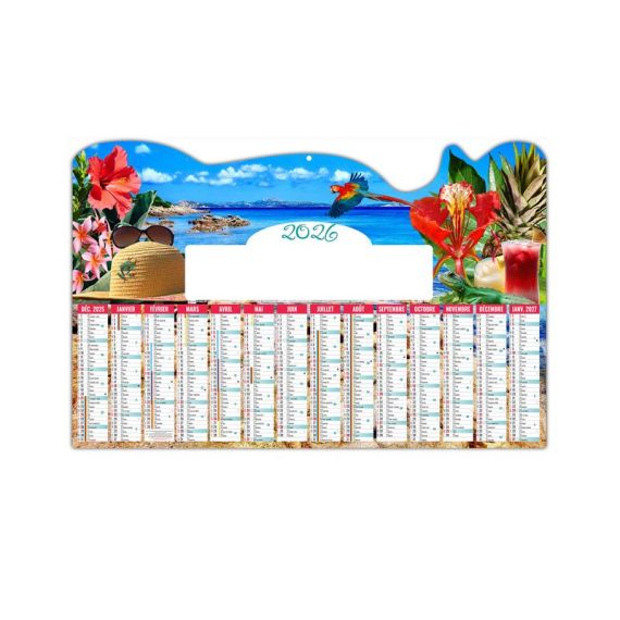 Calendriers bancaires personnalisables fabriqués en France Tropical Rigides