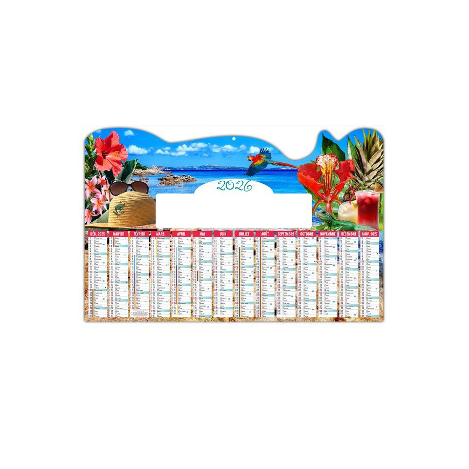 Calendriers bancaires personnalisables fabriqués en France Tropical Rigides