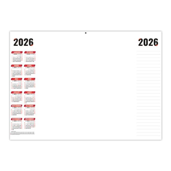 Planning effaçable personnalisé fabriqué en France Simple 