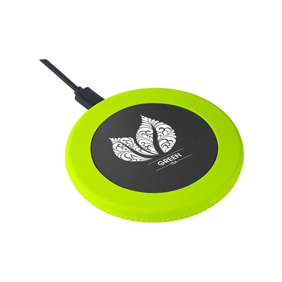 Chargeur publicitaire sans fil 15 Watt avec anneau en silicone