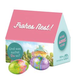 Maison de pâques personnalisable fabriquée en Europe avec œufs en chocolat Klett