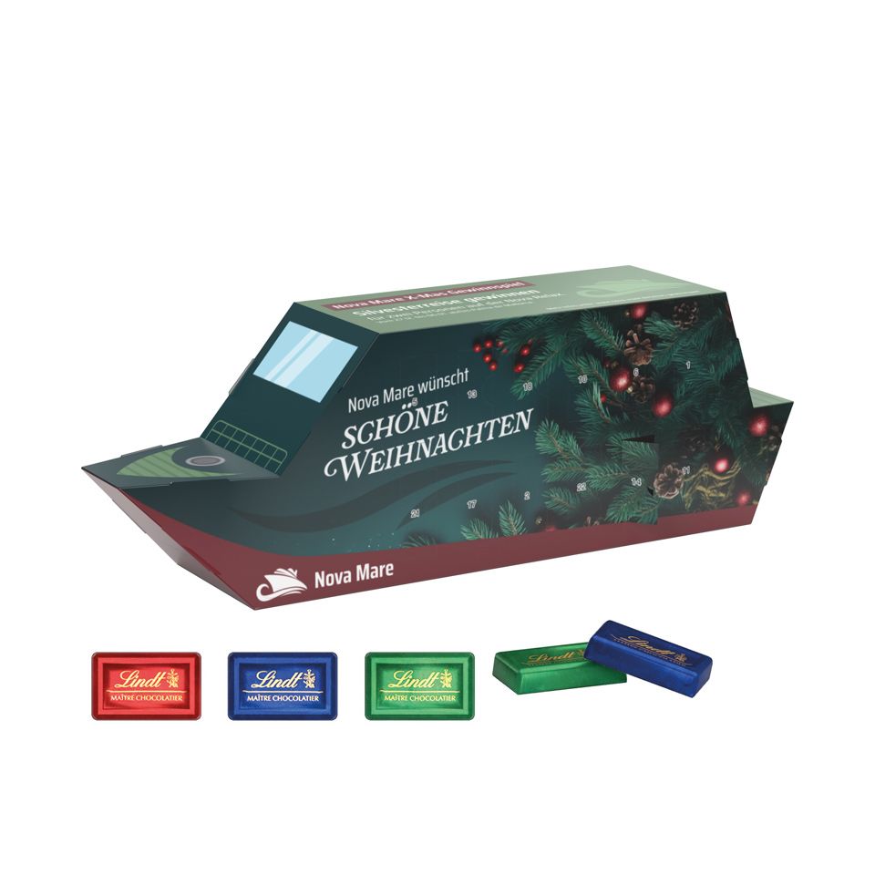 Calendrier de l’Avent Bateau personnalisable Lindt Boat 320x168x110 mm