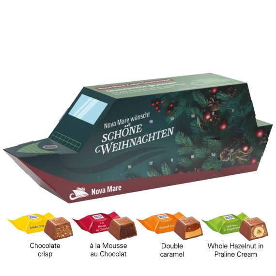 Calendrier de l’Avent Bateau personnalisable Ritter Sport Boat 320x168x110 mm Calendrier de l’Avent Bateau personnalisable Ritter Sport Boat 320x168x110 mm