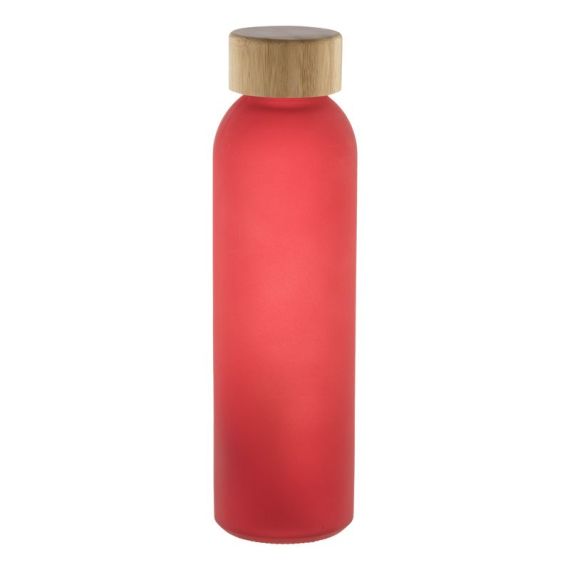 Bouteille en verre givrée personnalisée 500 ml avec bouchon en bambou Bouteille en verre givrée personnalisée 500 ml avec bouchon en bambou