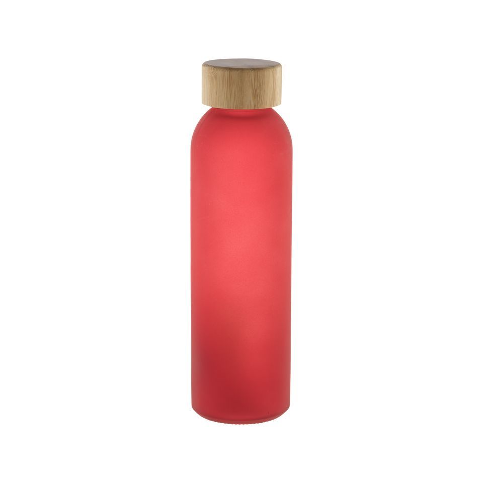 Bouteille en verre givrée personnalisée 500 ml avec bouchon en bambou
