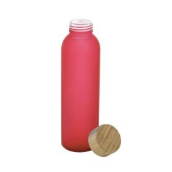 Bouteille en verre givrée personnalisée 500 ml avec bouchon en bambou Bouteille en verre givrée personnalisée 500 ml avec bouchon en bambou