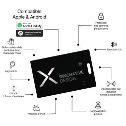 Trackeur SmarTag rechargeable personnalisé compatible Apple et Android ultra fin
