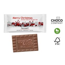 Tablette de chocolat logo moulé personnalisée sachet écologique fabriquée en Europe