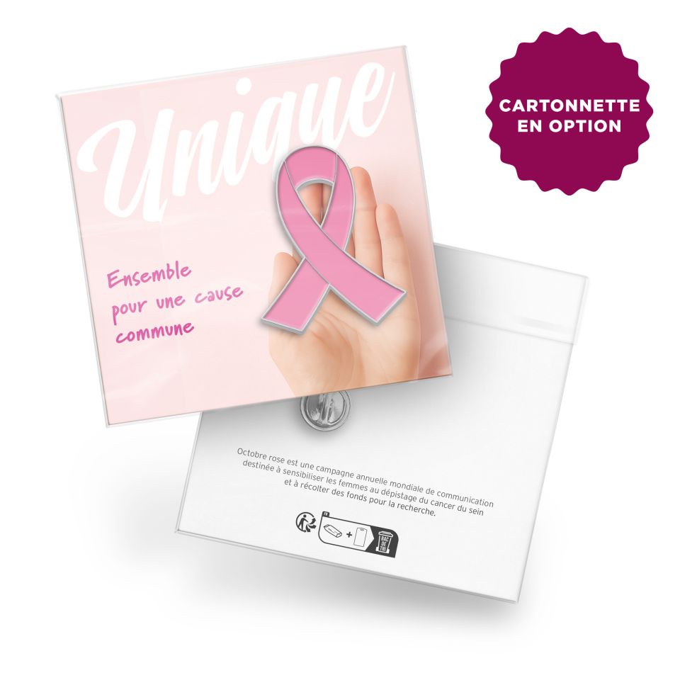 Pin’s ruban octobre rose base fer estampé émail personnalisaé