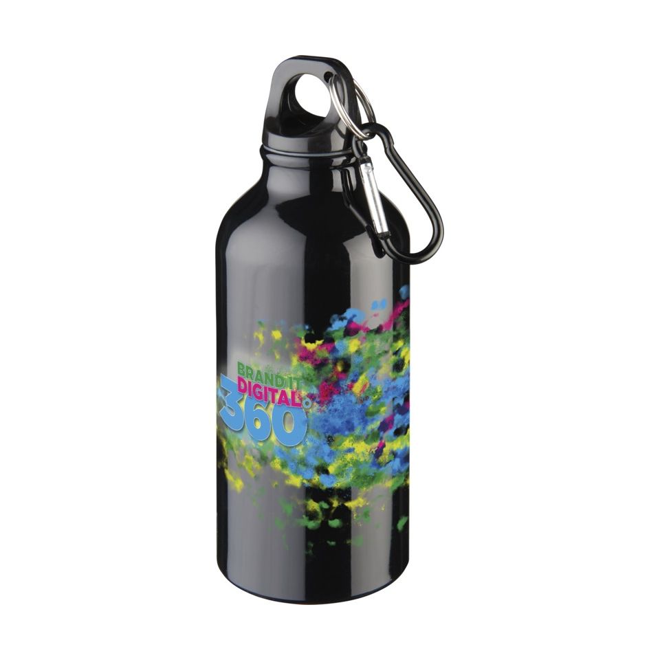 Bouteille d'eau personnalisée Oregon 400 ml aluminium avec mousqueton