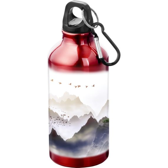 Bouteille d'eau personnalisée Oregon 400 ml aluminium avec mousqueton