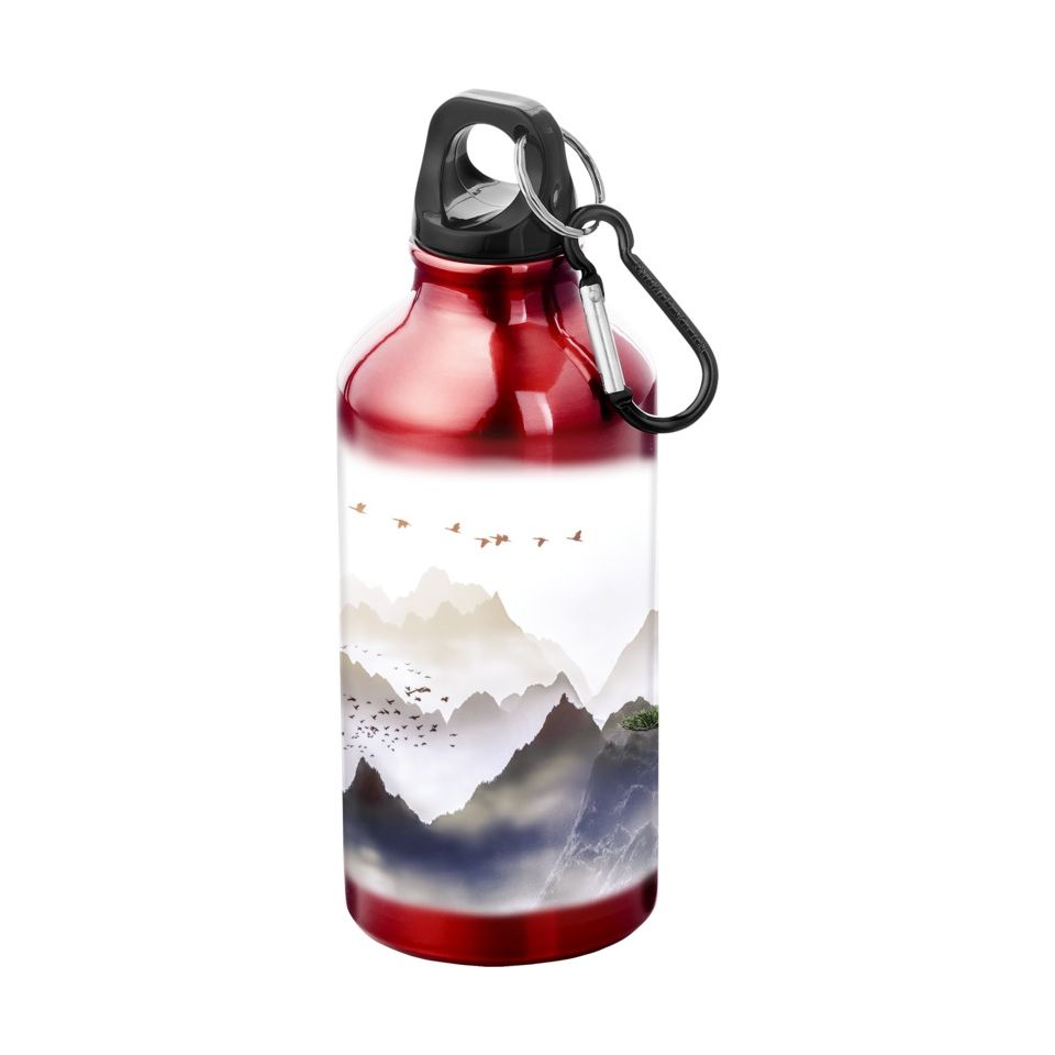 Bouteille d'eau personnalisée Oregon 400 ml aluminium avec mousqueton