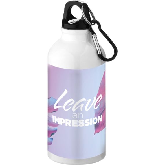 Bouteille d'eau personnalisée Oregon 400 ml aluminium avec mousqueton