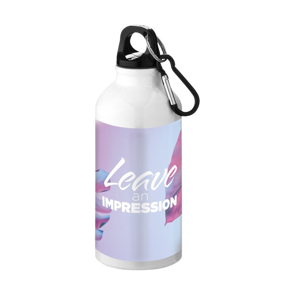 Bouteille d'eau personnalisée Oregon 400 ml aluminium avec mousqueton