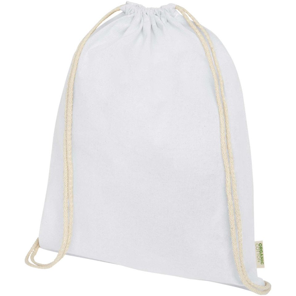 Sac publicitaire à dos avec cordon en coton organique Orissa 140 g/m² 5L