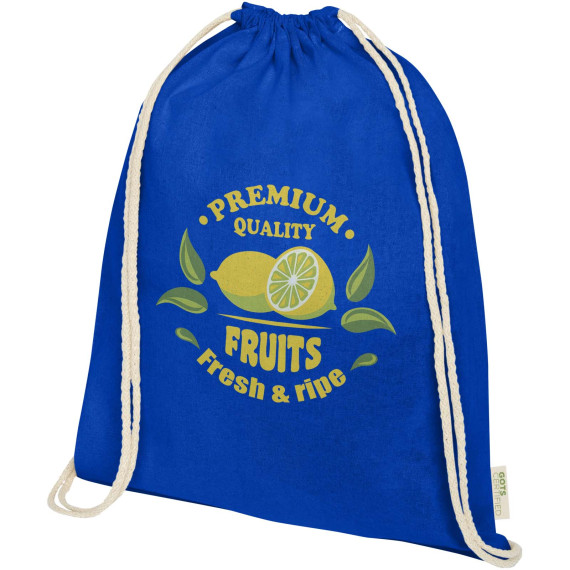 Sac publicitaire à dos avec cordon en coton organique Orissa 140 g/m² 5L Sac publicitaire à dos avec cordon en coton organique Orissa 140 g/m² 5L