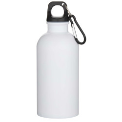 Bouteille publicitaire d’eau Oregon de 400 ml en acier inoxydable recyclé à simple paroi certifié RCS avec mousqueton Bouteille publicitaire d’eau Oregon de 400 ml en acier inoxydable recyclé à simple paroi certifié RCS avec mousqueton