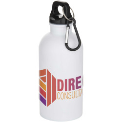 Bouteille publicitaire d’eau Oregon de 400 ml en acier inoxydable recyclé à simple paroi certifié RCS avec mousqueton Bouteille publicitaire d’eau Oregon de 400 ml en acier inoxydable recyclé à simple paroi certifié RCS avec mousqueton