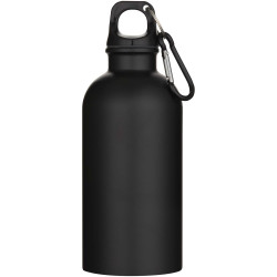 Bouteille publicitaire d’eau Oregon de 400 ml à simple paroi finition MATE acier inoxydable recyclé avec mousqueton