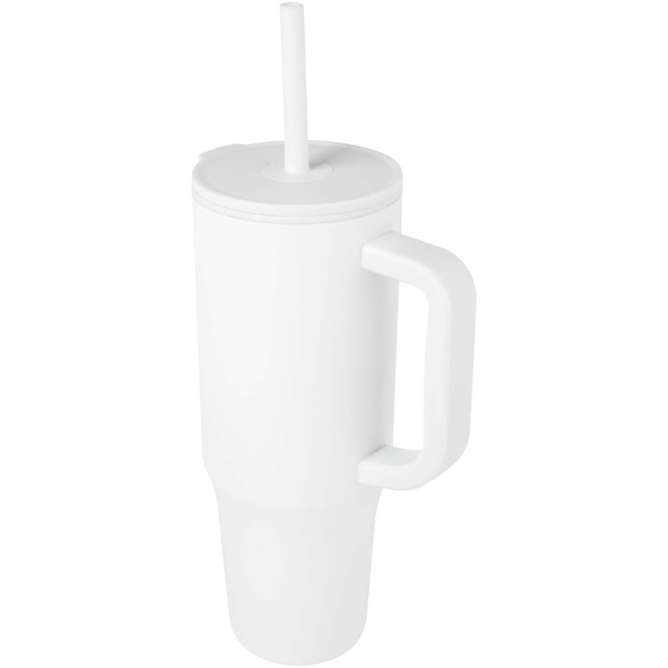 Gobelet publicitaire isotherme Brady 900 ml certifié RCS avec paille en silicone