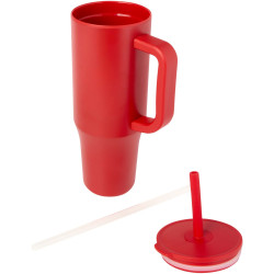 Gobelet publicitaire isotherme Brady 900 ml certifié RCS avec paille en silicone
