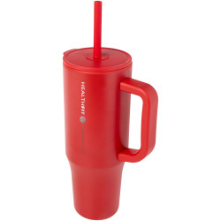 Gobelet publicitaire isotherme Brady 900 ml certifié RCS avec paille en silicone