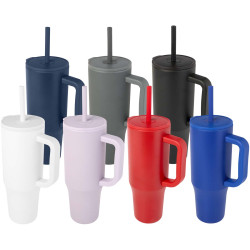 Gobelet publicitaire isotherme Brady 900 ml certifié RCS avec paille en silicone Gobelet publicitaire isotherme Brady 900 ml certifié RCS avec paille en silicone