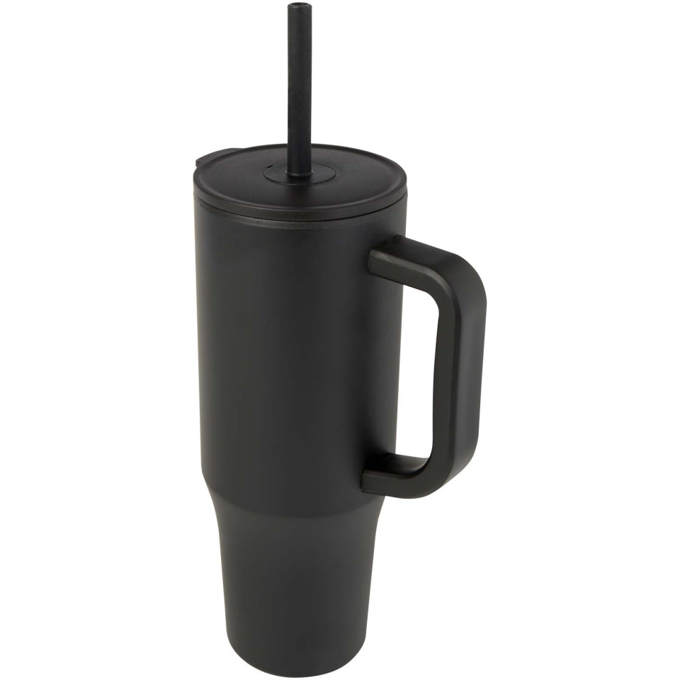 Gobelet publicitaire isotherme Brady 900 ml certifié RCS avec paille en silicone