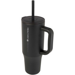 Gobelet publicitaire isotherme Brady 900 ml certifié RCS avec paille en silicone