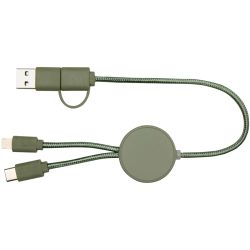 Câble publicitaire 5 en 1 Citala en plastique recyclé de 30 cm pour la synchronisation des données 27 W