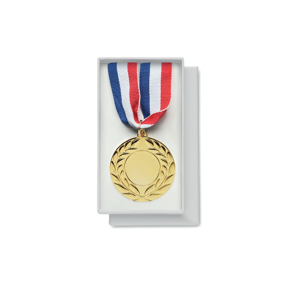 Médaille personnalisée en fer avec une sangle bleu, blanc et rouge Express