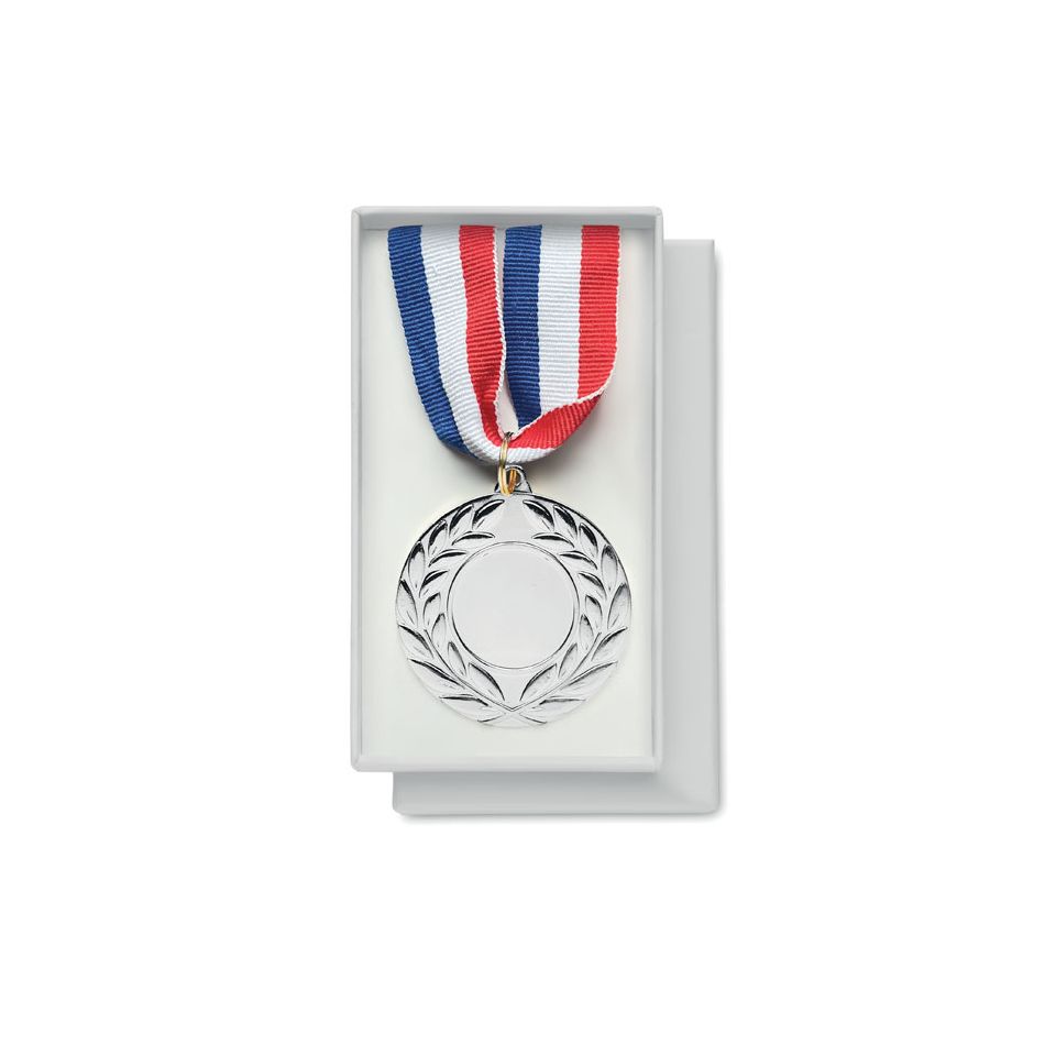 Médaille personnalisée en fer avec une sangle bleu, blanc et rouge Express