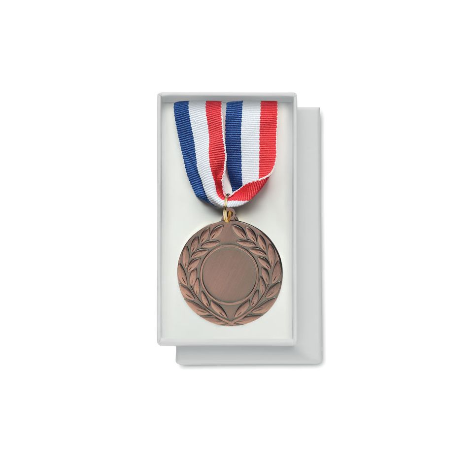 Médaille personnalisée en fer avec une sangle bleu, blanc et rouge Express