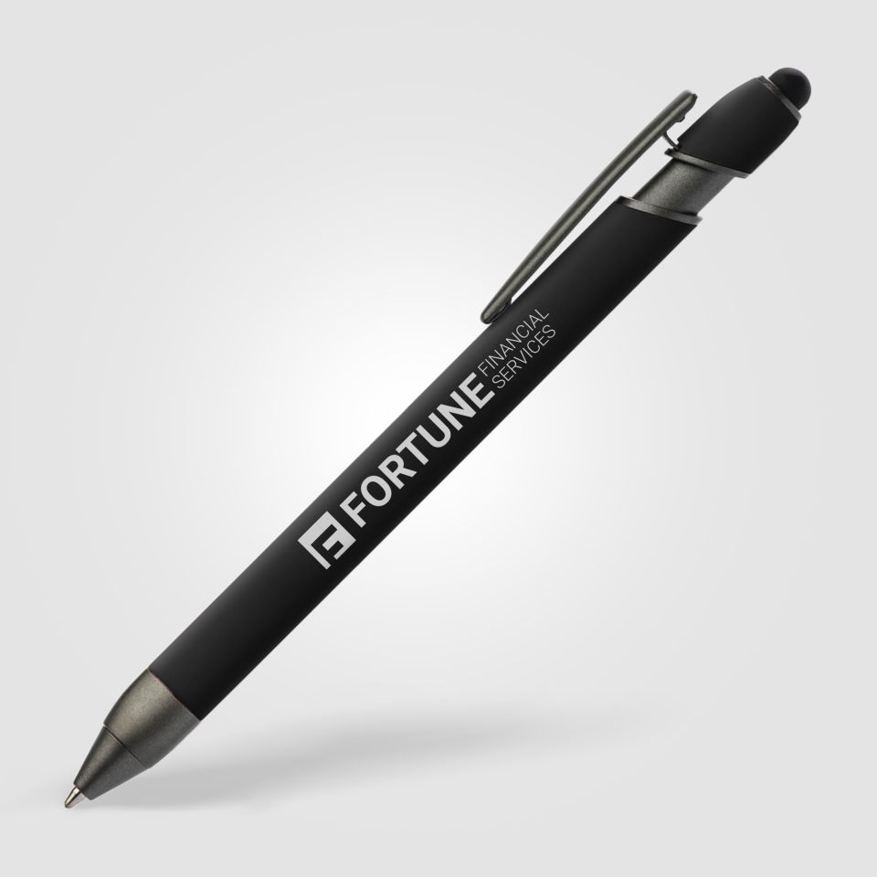 Stylo personnalisable à bille et stylet Prince Acier