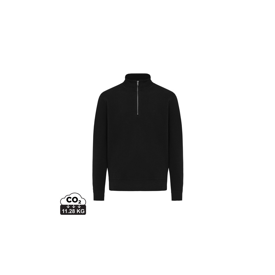 Sweater publicitaire IQONIQ à col montant zippé en coton recyclé Elgon