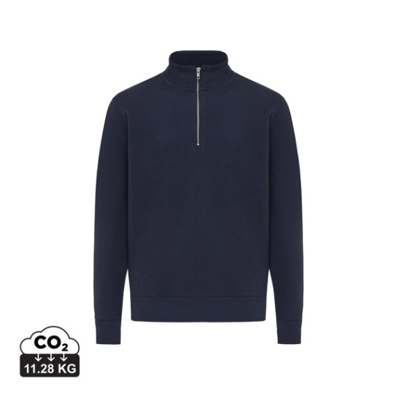 Sweater publicitaire IQONIQ à col montant zippé en coton recyclé Elgon