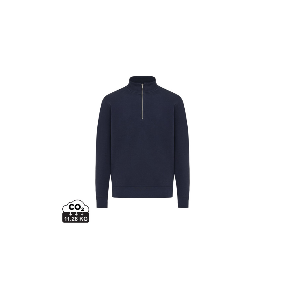 Sweater publicitaire IQONIQ à col montant zippé en coton recyclé Elgon