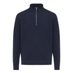 Sweater publicitaire IQONIQ à col montant zippé en coton recyclé Elgon