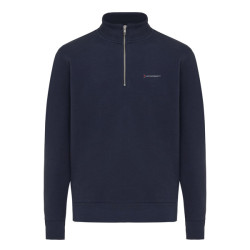 Sweater publicitaire IQONIQ à col montant zippé en coton recyclé Elgon