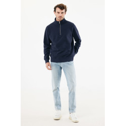 Sweater publicitaire IQONIQ à col montant zippé en coton recyclé Elgon